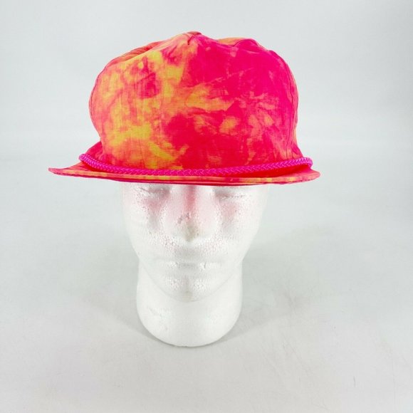 Vintage Other - Vintage Tie Dye Snap Back Trucker Hat Rop Orange Pink Unisex Adjustable